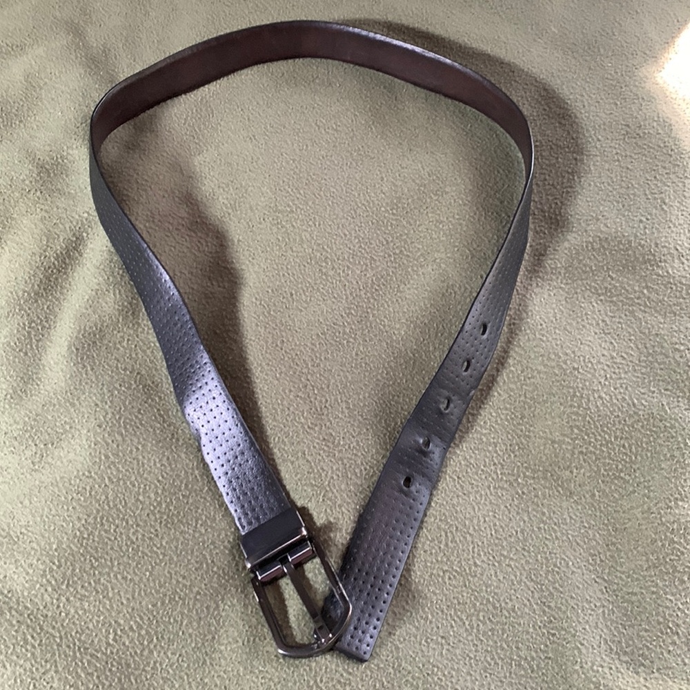 Men’s AIE black leather belt. Dot pattern. Size 34